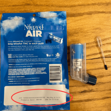 Nfuzed AIR metered-dose inhaler, back