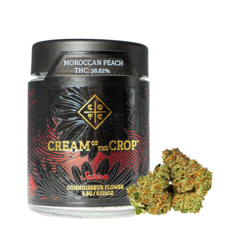Cream of the Crop, Moroccan Peach flower and packaging