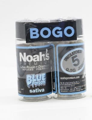 Blue Poison infused pre-rolls packaging